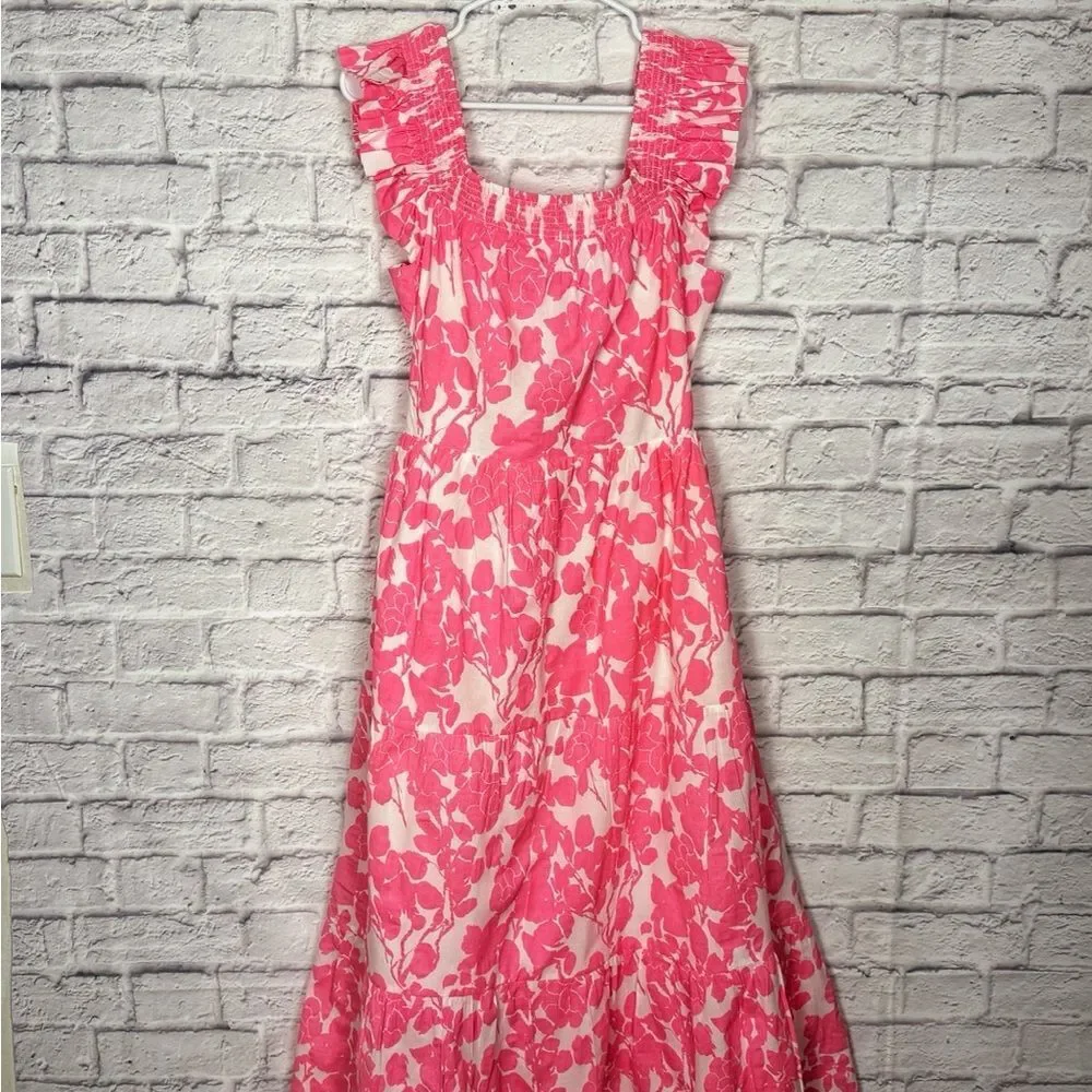 English Factory Pink Floral Backless Midi Dress Size M Resort Cottagecore - Picture 10 of 10